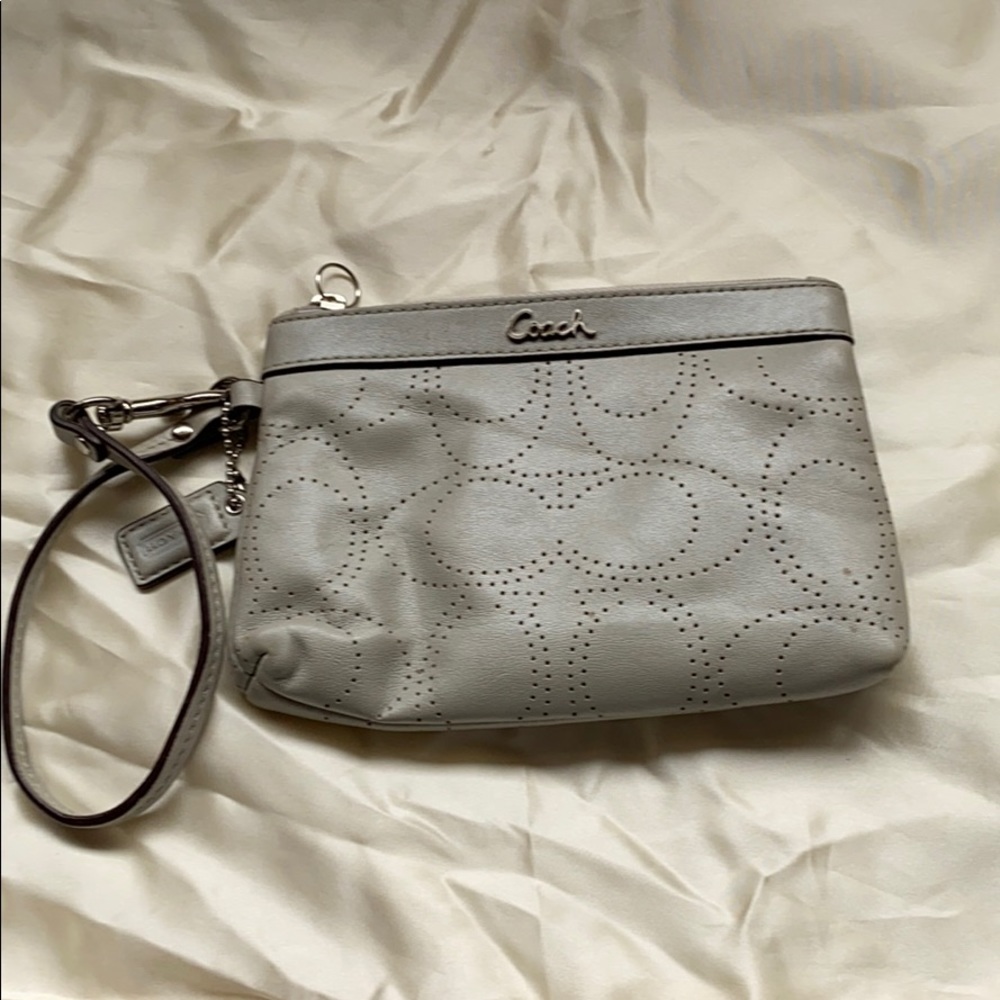 Coach gray wristlet